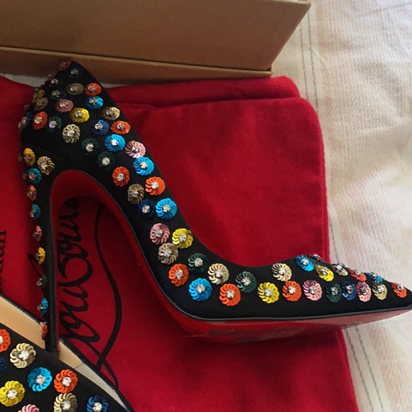 Christian Louboutins colourful sequin 120mm satin - Picture 7 of 11